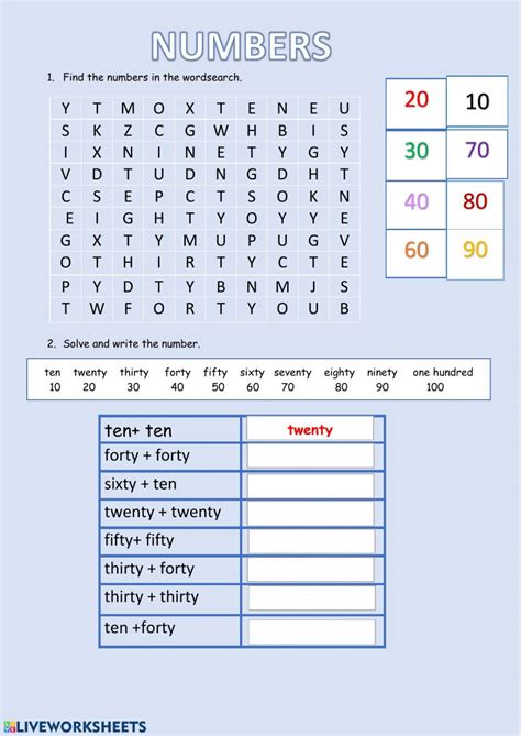 Numbers Liveworksheets