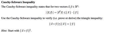 Solved The Cauchy Schwarz Inequality States That For Two