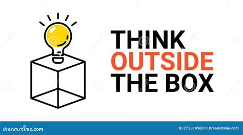 Think Outside Box Concept Vector Business Positive Out Quote Motivation Title Creative Think