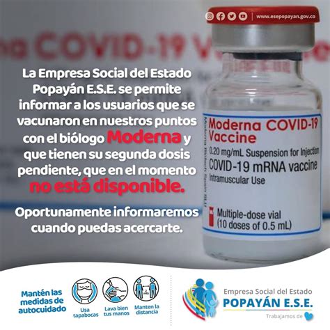 Comunicado No Hay Disponibilidad Del Biol Gico Moderna En Popay N