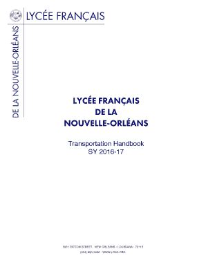 Fillable Online Transportation Handbook Lyc E Fran Ais De La Nouvelle