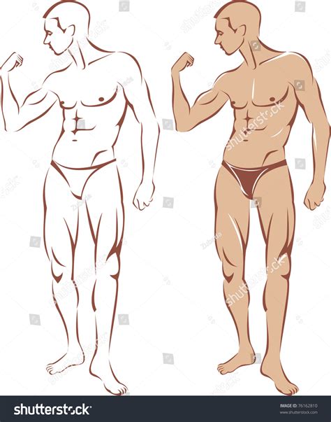 Nude Man Contour Silhouette Stock Vector Royalty Free