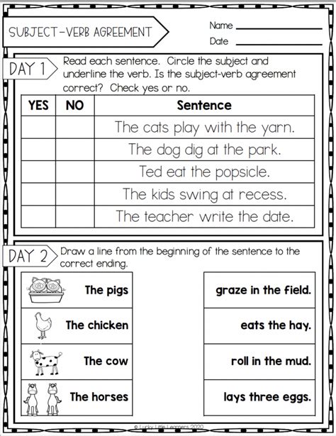 Teaching Subject Verb Agreement In Second Grade Lucky Little Learners