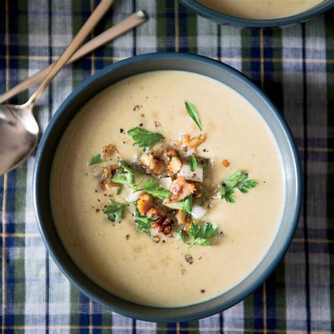 Creamy Parsnip Soup With Pear And Walnuts Recipe Marcus Samuelsson