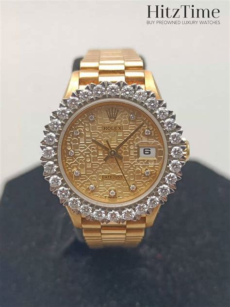 Rolex Lady Datejust 26mm Yellow Gold 18k President Champagne Diamond Dial Ref69178 Hitz Time