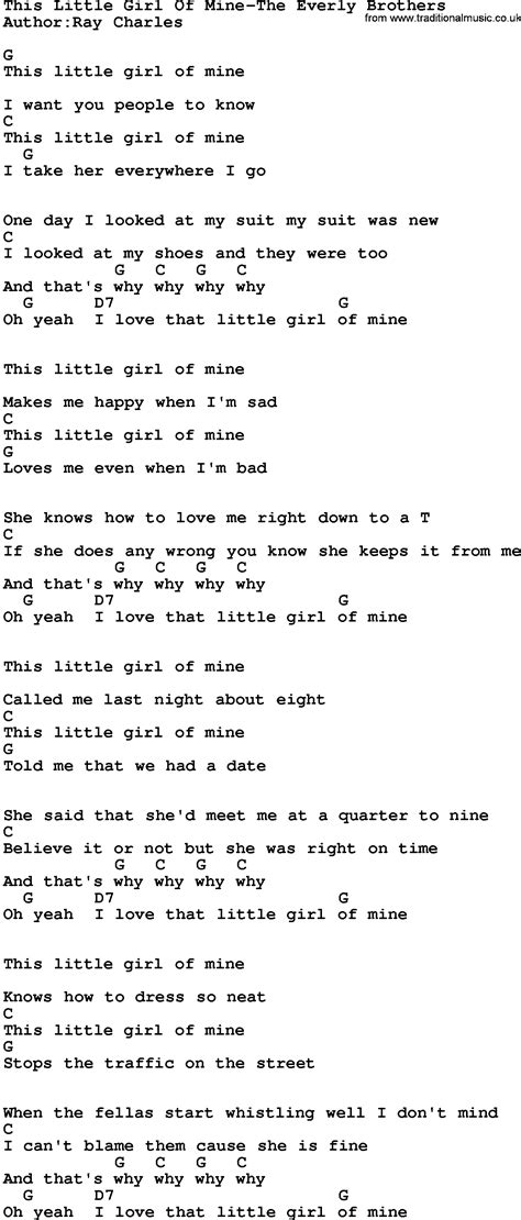 Country Musicthis Little Girl Of Mine The Everly Brothers Lyrics And