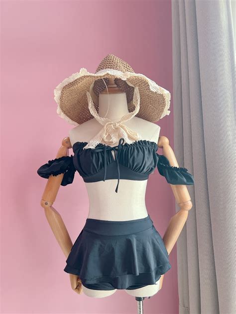 Đồ bơi nữ váy bikini váy tầng kín đáo áo TAY CON trễ vai xinh xắn nhiều màu Shopee Việt Nam
