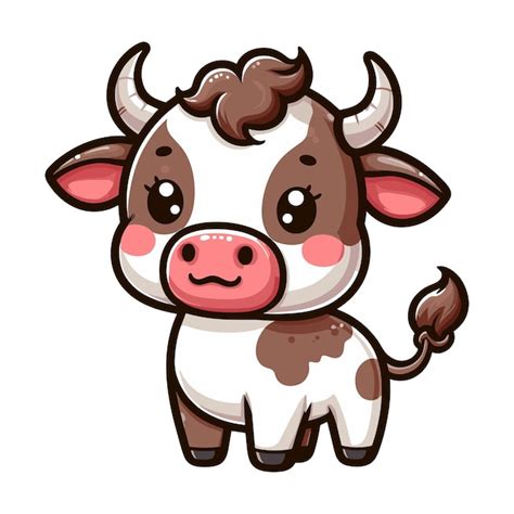 Um Desenho De Desenho Animado De Uma Vaca Um Nariz Rosa E Um Rosto