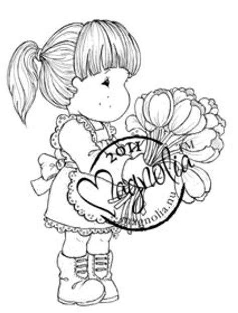 Magnolia Stamps Tilda With Armful Of Tulips The Rubber Buggy