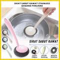 Sikat Sabut Kawat Stainless Dengan Gagang Panjang Spons Serabut