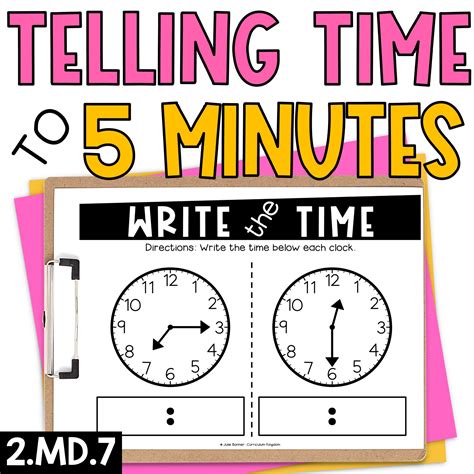 Telling Time To Minutes Nd Grade Math Worksheets Or Exit Tickets