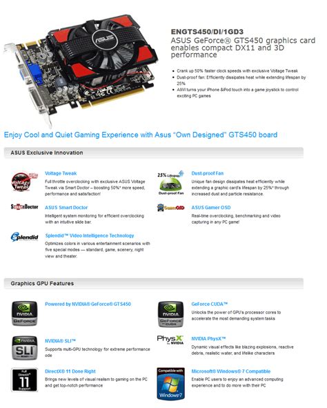 Buy ASUS GeForce GTS 450 Direct CU 1GB [ENGTS450-DI-1GD3] | PC Case ...
