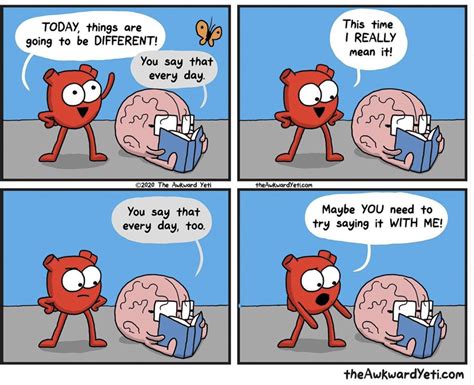 Heart And Brain Awkward Yeti Heart And Brain Comic Awkward