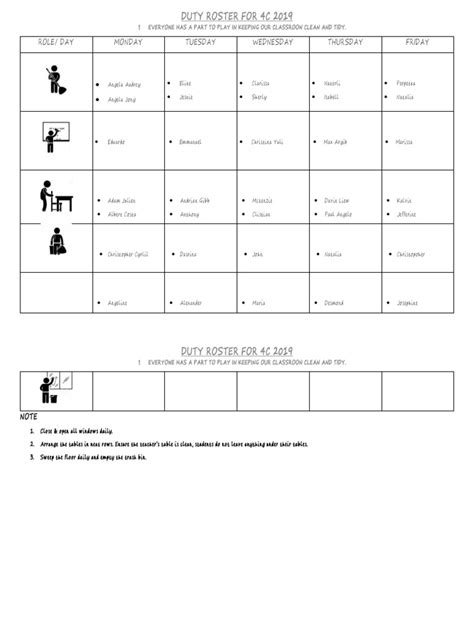 A Concise Daily Classroom Cleaning Schedule And Responsibilities Chart Pdf