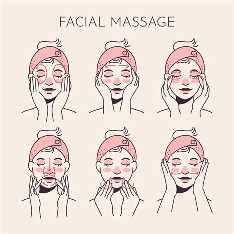 Técnica De Masaje Facial Dibujado A Mano Plana Vector Gratis Masaje