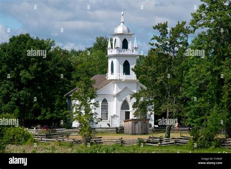 A view of Christ Church at Upper Canada Village, Ontario, Canada Stock ...