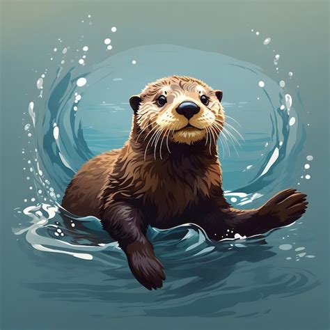 Premium Photo Sea Otter Illustration Ai Generative