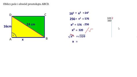 Oblicz pole i obwód prostokąta 3 Twierdzenie Pitagorasa YouTube