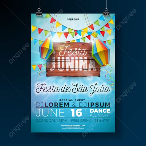 Festa Junina Party Flyer Illustration With Typography Design On Vintage