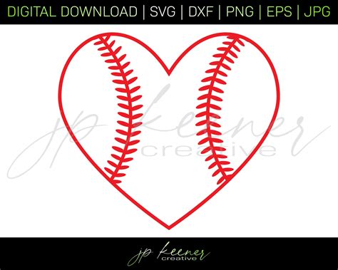 Softball Heart Svg Softball Heart Cut File Softball Heart Etsy