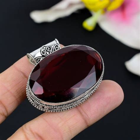 Mozambique Garnet Gemstone Handmade 925 Sterling Silver Pendant 2 56