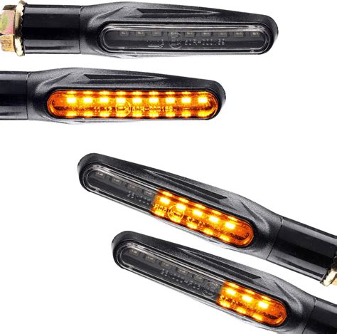 Lot de 4 clignotants de moto à LED séquentiels avec effet de