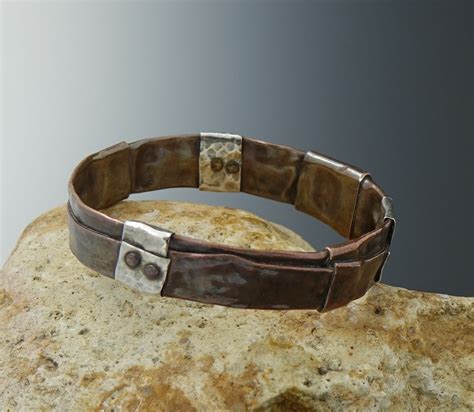 Fold Formed Copper Bracelet Mixed Metal Bracelet Bangle Bracelet