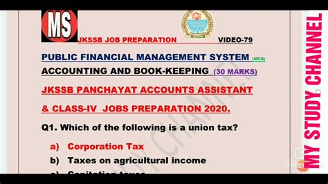 Public Financial Management System Mcqs For The Jkssb Panchayat