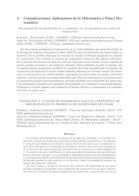 Pdf Comunicaciones Aplicaciones De La Matem Atica Y F Sica