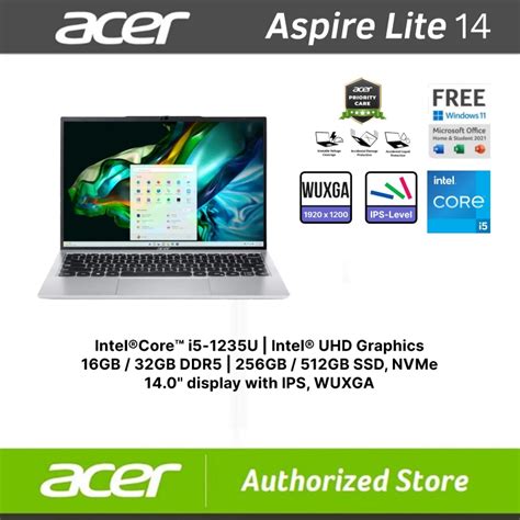 Jual Acer Aspire Lite Al14 51m 59ya I5 1235u 8gb 16gb 512gb W11 Ohs 14 Wuxga Ips 2024