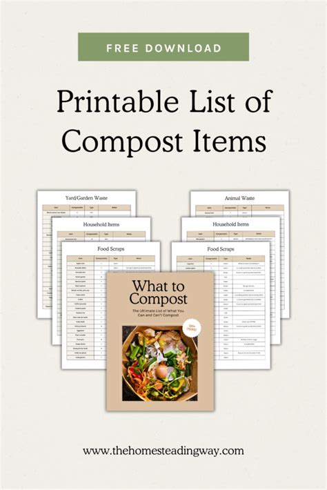 Free Printable List of Compost Items: 130+ Materials - The Homesteading Way