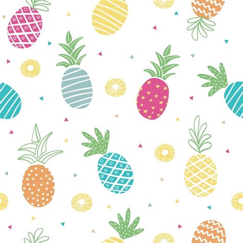 Premium Vector Seamless Vector Pattern With Original Pineapples And