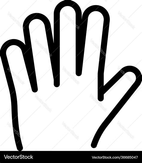 Hand Gesture Five Fingers Icon Outline Style Vector Image