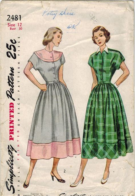 S Simplicity Vintage Sewing Pattern Misses Shirtwaist Dress