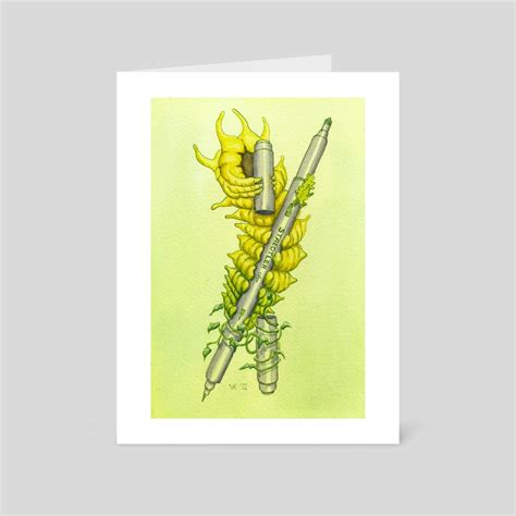 Disposable Pen Series 17 Malaysian Moon Moth Caterpillar An Art Card