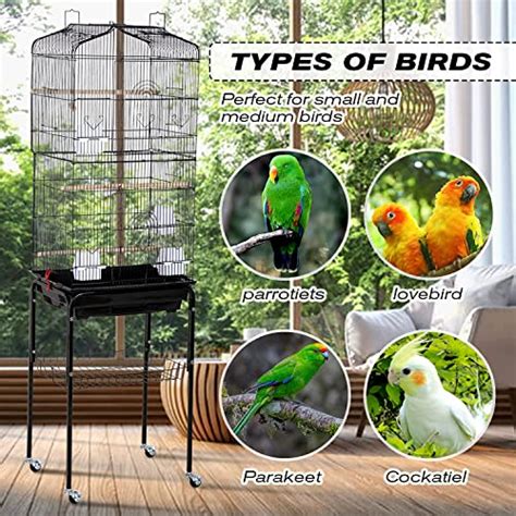 HCY Bird Cage Parakeet 64 Inch Open Top Standing Parrot Accessories