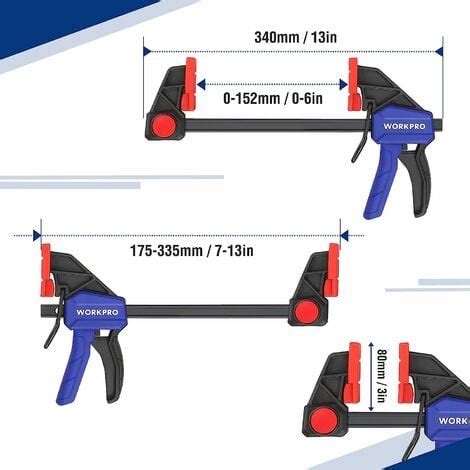 Workpro Jeu De Serre Joints Rapide Pi Ces En Acier Et Nylon Renforc