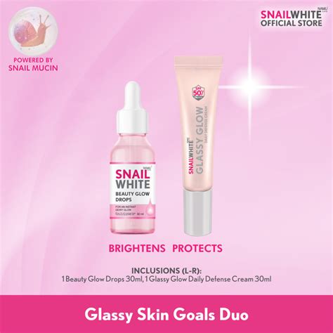 Snailwhite Glassy Skin Goals Duo Beauty Glow Drops Glassy Glow Daily Defense Cream Shopee