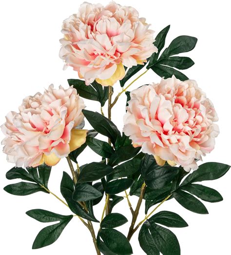 Arborus Pcs Fake Peonies White Pink Flowers Cm Long Stem Silk