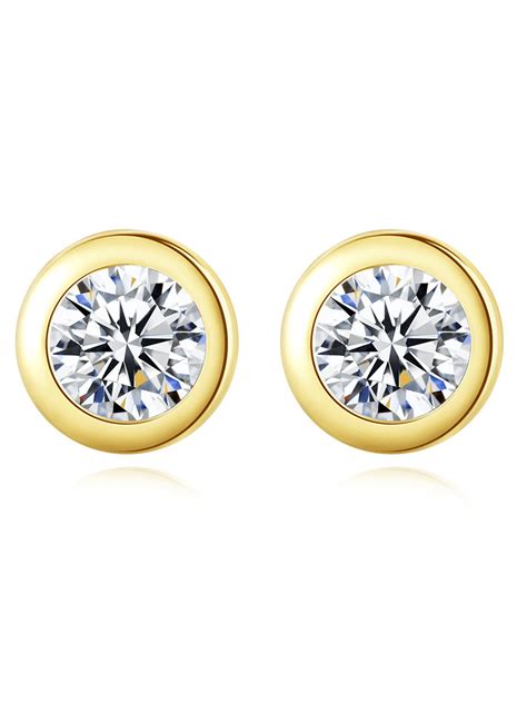 Sterling Silver Rhinestone Geometric Minimalist Stud Earring