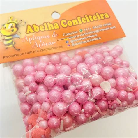 Mini Confeito Sprinkles Sonho Rosa Gramas Abelha Confeiteira