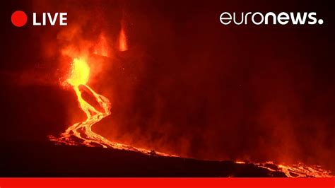 Vulkan Auf La Palma Lava Flie T Aus Schlot Den Berg Hinab Youtube