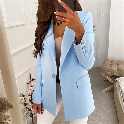 Blazer Giacca Da Donna Sciancrata Casual Con Scollo A V A Maniche