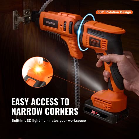 Vevor Drywall Screw Gun Auto Feed 20v Max Collated Drywall Screwgun 4200rpm Brushless Cordless