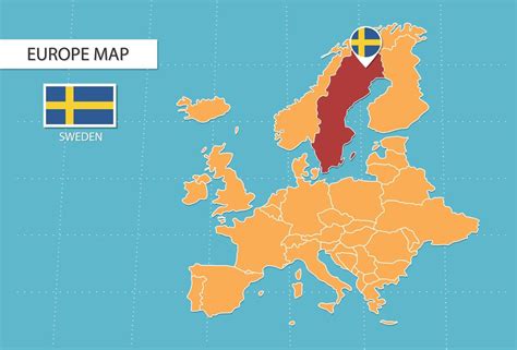 Mapa De Suecia En Europa íconos Que Muestran La Ubicación Y Las