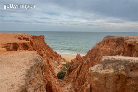 Praia Da Falesia Albufeira Algarve Portugal A Huge Beach Of Almost 6