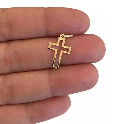 Pingente Cruz Crucifixo Em Ouro K Modelo Contornado Elo