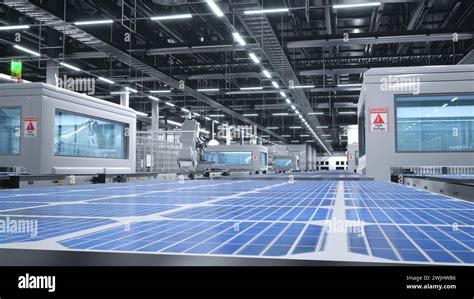 Industrialized Solar Panel Warehouse With Robotic Arms Placing