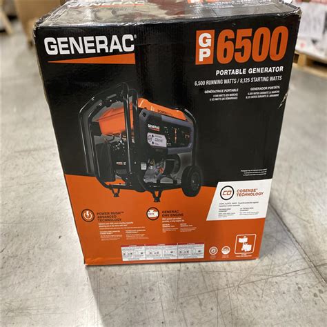 NEW! - GENERAC 6500-Watt Manual Start Gas-Powered Portable Generator ...