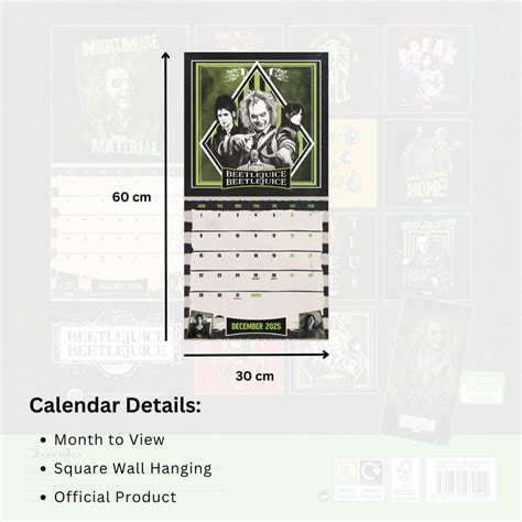 Beetlejuice 2 The Movie 2025 Square Wall Calendar Showorld Uk